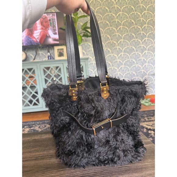 Vintage Christian Louboutin Paris Furry Leather Shoulder Bag - Picture 2 of 9